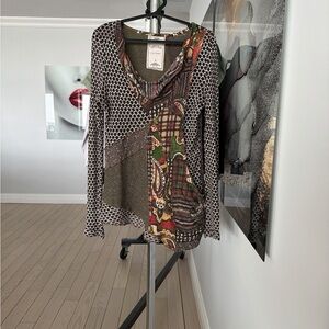 Monroe & Main Multicolor Patchwork Blouse